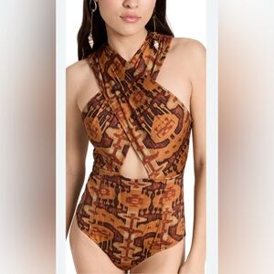 Ulla Johnson Brown Patterned One Piece Swimsuit